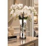 ANGDESİGN Nisaluce Home-bahar Cam Vazo-Gümüş Kaplama •• Ev Dekorasyon Trend Vazo Lüks Salon Vazosu Konsol || Dekoratif Obje Biblo Çiçek Vazosu Modern Vazo Yapay Çiçek & Canlı Çiçek Vazosu Sehpa Ranner Üzeri