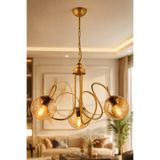 ANGDESİGN Seren 3'lü Avize -Antik •• Glop Bal Camlı Salon Avize Tavan Avizesi Modern Avize Oturma Odası Dekor Avize Modelleri Modern Lüks Avize Dekoratif Salon Avizesi Mutfak Avizesi Cam Avize Lamba