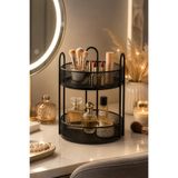 ANGDESİGN Star Banyo,Makyaj-Takı Çok Amaçlı Organizer 2 Katlı Servis Sunum Tepsisi ikramlık -Siyah || Makyaj Malzeme Düzenleyici Raf Takı Düzenleyici Metal Sunumluk Parfüm Krem Bakım Malzemeleri