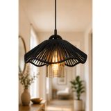 ANGDESİGN Tropikal İpli-camlı Tekli Avize -Siyah •• Bohem Rattan Avize Hasır Sarkıt Avize Doğal Dekoratif ||BAL BORU CAMLI || Tekli Sarkıt Avize Modelleri Lamba Antre Hol Avizesi Antre Dekor Salon Modern Avize