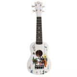 Angel Auk21-Wp Soprano Ukulele (Başlangıç - Soprano Boy) | Su Geçirmez Desenli Kumaş Kılıf Dahil, Ihlamur Gövde, Yumuşak Naylon Teller | Ölçüler: 21 İnç / 330 Mm Skala