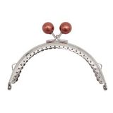 Angel Çanta Aksesuar 10.5 cm Gümüş Metal Koyu Bordo Toplu Oval Cüzdan Klipsi Çanta Bursu Model 2