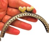 Angel Çanta Aksesuar 10.5 cm Oval Cüzdan Klipsi Cüzdan Bursu Antik Renk Kalpli Model
