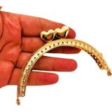 Angel Çanta Aksesuar 10.5 cm Oval Cüzdan Klipsi Cüzdan Bursu Light Gold Renk Kalpli Model