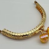 Angel Çanta Aksesuar 10 cm Light Gold Oval Cüzdan Çanta Klipsi Bursu Hardal