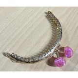 Angel Çanta Aksesuar 10 cm Light Gold Oval Cüzdan Çanta Klipsi Bursu Koyu Pembe
