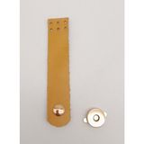 Angel Çanta Aksesuar 11x2.3 cm Hardal Gerçek Deri Düz Çanta Kapağı Light Gold Metalli