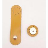 Angel Çanta Aksesuar 11x3 cm Hardal Gerçek Deri Yuva Model Çanta Kapağı Light Gold Metalli