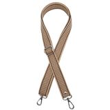 Angel Canta Aksesuar 120X3 Cm Polyester Kolon Canta Sapi Bej Renk Kahve Seritli Gumus Metalli