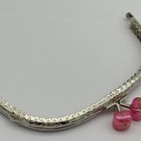 Angel Çanta Aksesuar 15.5 cm Gümüş Oval Cüzdan Çanta Klipsi Bursu Koyu Pembe