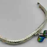 Angel Çanta Aksesuar 15.5 cm Gümüş Oval Cüzdan Çanta Klipsi Bursu Yanardöner Yeşil