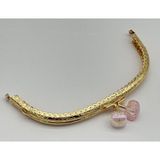 Angel Çanta Aksesuar 15.5 cm Light Gold Oval Cüzdan Çanta Klipsi Bursu Açık Pembe