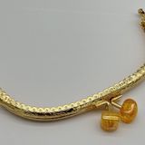 Angel Çanta Aksesuar 15.5 cm Light Gold Oval Cüzdan Çanta Klipsi Bursu Hardal
