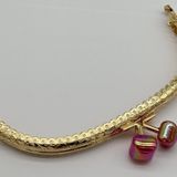 Angel Çanta Aksesuar 15.5 cm Light Gold Oval Cüzdan Çanta Klipsi Bursu Kırmızı