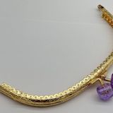 Angel Çanta Aksesuar 15.5 cm Light Gold Oval Cüzdan Çanta Klipsi Bursu Lila