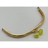 Angel Çanta Aksesuar 15.5 cm Light Gold Oval Cüzdan Çanta Klipsi Bursu Neon Yeşil