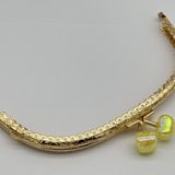 Angel Çanta Aksesuar 15.5 cm Light Gold Oval Cüzdan Çanta Klipsi Bursu Sarı