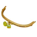 Angel Çanta Aksesuar 15.5 cm Light Gold Oval Cüzdan Çanta Klipsi Bursu Yeşil