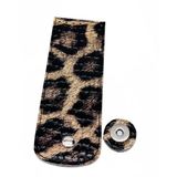 Angel Çanta Aksesuar 16x6 cm Mıknatıslı Suni Deri Kapak Leopar Renk Gümüş Renk Metalli
