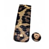 Angel Çanta Aksesuar 16x6 cm Mıknatıslı Suni Deri Kapak Leopar Renk Light Gold Metalli