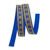Angel Çanta Aksesuar 2.5 cm Polyester Kolon Mavi Gold Simli 1 Metre