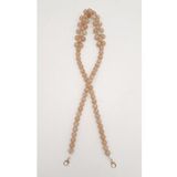 Angel Çanta Aksesuar 80 cm Kancalı Vizon Renk İncili Akrilik Zincir Light Gold Metalli