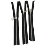 angel çanta aksesuar Başlıklı Fermuar Set 30 Cm Gümüş Metal Siyah 3 Adet