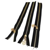 angel çanta aksesuar Başlıklı Fermuar Set 30 Cm Light Gold Metal Siyah 3 Adet
