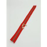 Angel Çanta Aksesuar Çift Başlı Kırmızı Fermuar Light Gold Metal 40 Cm