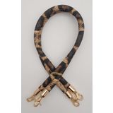 Angel Canta Aksesuar Cift Kordon Canta Sapi Leopar Light Gold Metalli