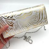 Angel Çanta Aksesuar Gold Zebra Desenli Abiye Çanta Zincirli