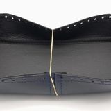 Angel Çanta Aksesuar Lacivert Suni Deri 28x13 cm Yüksek Çanta Tabanı Light Gold Metalli