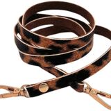Angel Çanta Aksesuar Leopar Renk 5 mm Suni Deri Spagetti Model Çanta Sapı Light Gold Metal