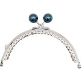 Angel Çanta Aksesuarları Aksesuar 10.5 cm Gümüş Metal Koyu Lacivert Toplu Oval Cüzdan Klipsi Bursu Model 2
