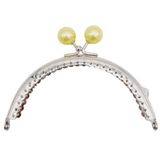 Angel Çanta Aksesuarları Aksesuar 10.5 cm Gümüş Metal Sarı Toplu Oval Cüzdan Klipsi Bursu Model 2