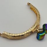 Angel Çanta Aksesuarları Aksesuar 10 cm Light Gold Oval Cüzdan Klipsi Bursu Yanardöner Yeşil