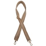 Angel Çanta Aksesuarları Aksesuar 120x3 cm Polyester Kolon Sapı Bej Renk Kahve Şeritli Light Gold Metalli