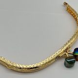 Angel Çanta Aksesuarları Aksesuar 15.5 cm Light Gold Oval Cüzdan Klipsi Bursu Yanardöner Yeşil
