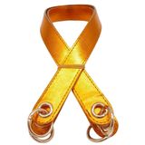 Angel Çanta Aksesuarları Aksesuar Parlak Rugan Deri Kuş Gözlü Çift Sapı Turuncu Renk Light Gold Metalli