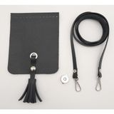 Angel Çanta Aksesuarları Aksesuar Siyah Suni Deri Püskül Kapaklı Cep Telefonu Mini Bag Seti Gümüş Metal