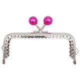 Angel Çanta Aksesuarları Angel Çanta Aksesuar 10.5 Cm Gümüş Metal Fuşya Toplu Dikdörtgen Cüzdan Klipsi Çanta Bursu Model 2