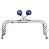 Angel Çanta Aksesuarları Angel Çanta Aksesuar 10.5 cm Gümüş Metal Lacivert Toplu Dikdörtgen Cüzdan Klipsi Çanta Bursu Model 2