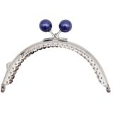 Angel Çanta Aksesuarları Angel Çanta Aksesuar 10.5 cm Gümüş Metal Lacivert Toplu Oval Cüzdan Klipsi Çanta Bursu Model 2
