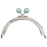 Angel Çanta Aksesuarları Angel Çanta Aksesuar 10.5 cm Gümüş Metal Su Yeşili Toplu Oval Cüzdan Klipsi Çanta Bursu Model 2