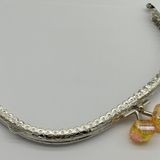 Angel Çanta Aksesuarları Angel Çanta Aksesuar 15.5 cm Gümüş Oval Cüzdan Çanta Klipsi Bursu Hardal