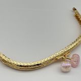 Angel Çanta Aksesuarları Angel Çanta Aksesuar 15.5 cm Light Gold Oval Cüzdan Çanta Klipsi Bursu Açık Pembe