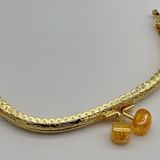 Angel Çanta Aksesuarları Angel Çanta Aksesuar 15.5 cm Light Gold Oval Cüzdan Çanta Klipsi Bursu Hardal