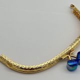 Angel Çanta Aksesuarları Angel Çanta Aksesuar 15.5 cm Light Gold Oval Cüzdan Çanta Klipsi Bursu Yanardöner Mavi
