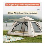Angel Eye Gri 6 Kişilik Tenteli Oxfort Kalın Kumaş Kare Tam Otomatik Çadır