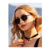 Angel Eyes Geometrik Tasarım Siyah Çerçeve Siyah Cam Kadın%Erkek Güneş Gözlüğü CE BELGELİ UV400 KORUMALI